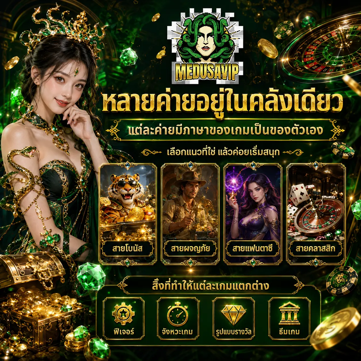 หลายค่ายอยู่ในคลังเดียว แต่แต่ละค่ายมีภาษาของเกมเป็นของตัวเอง